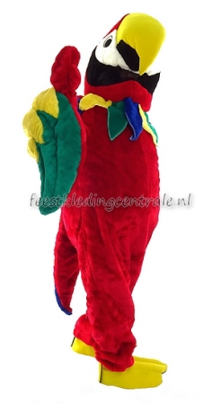 voordelig mascotte pak rode papegaai huren
